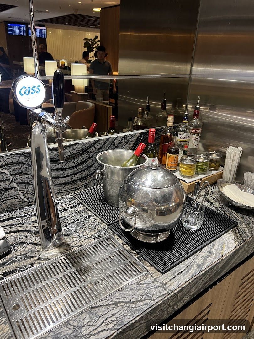 Bar Counter with Beverages and Ice Buckets
