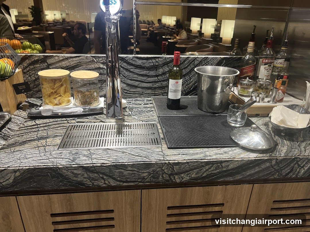 Bar Counter with Beverages and Snacks
