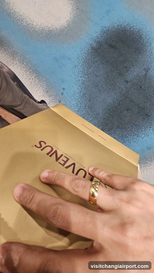 Hand holding a golden box with 'LOVENUS' branding