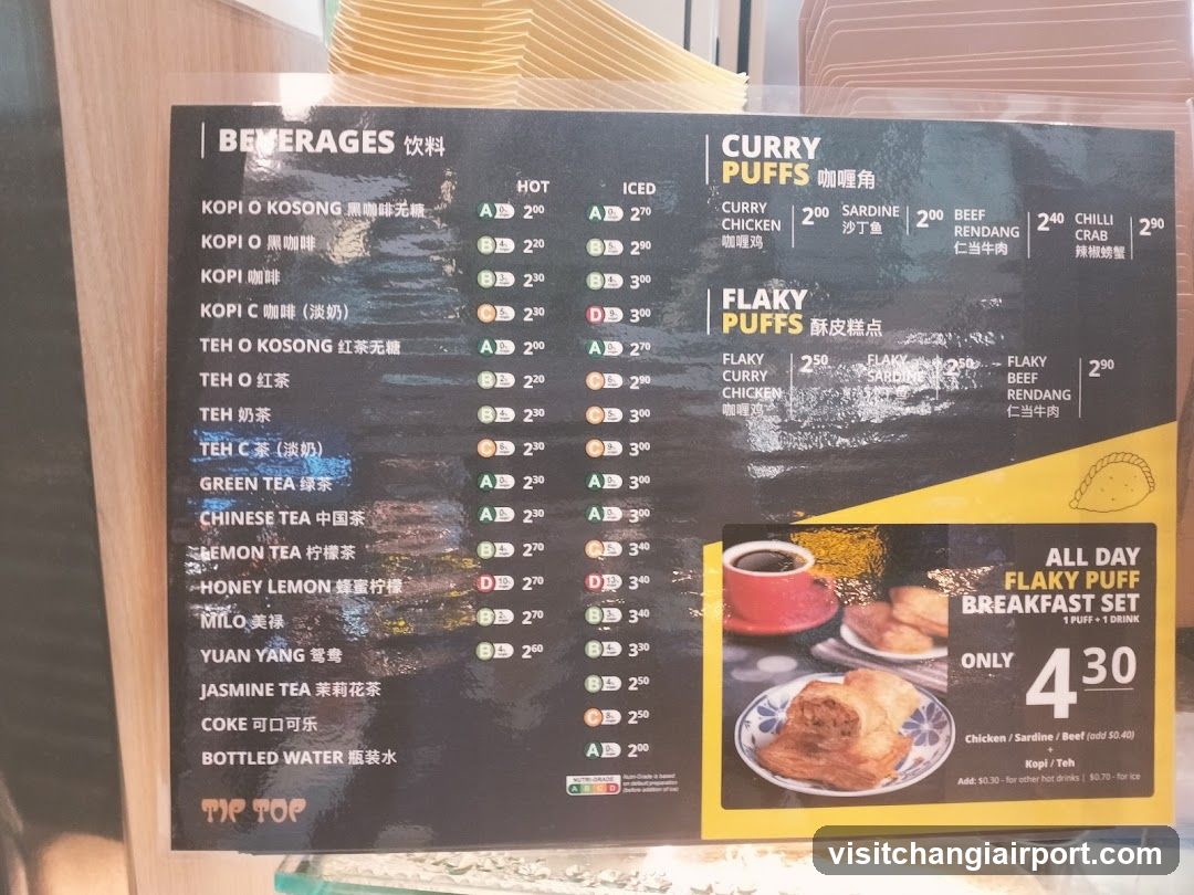 Beverages and Curry Puffs Menu Board