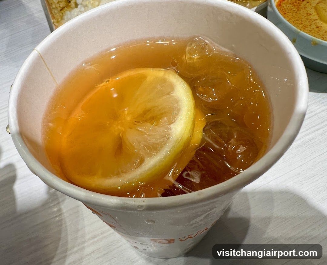 Lemon Iced Tea with Ice Cubes