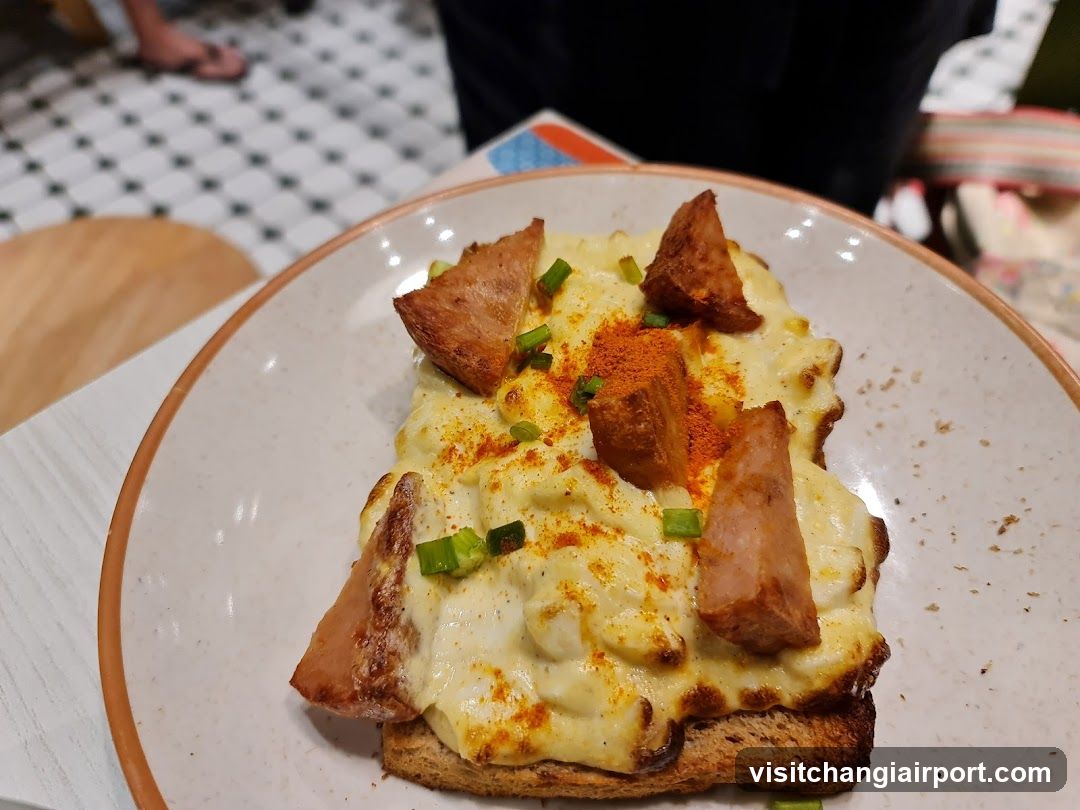 Spicy Tofu Toast with Cheese and Ham