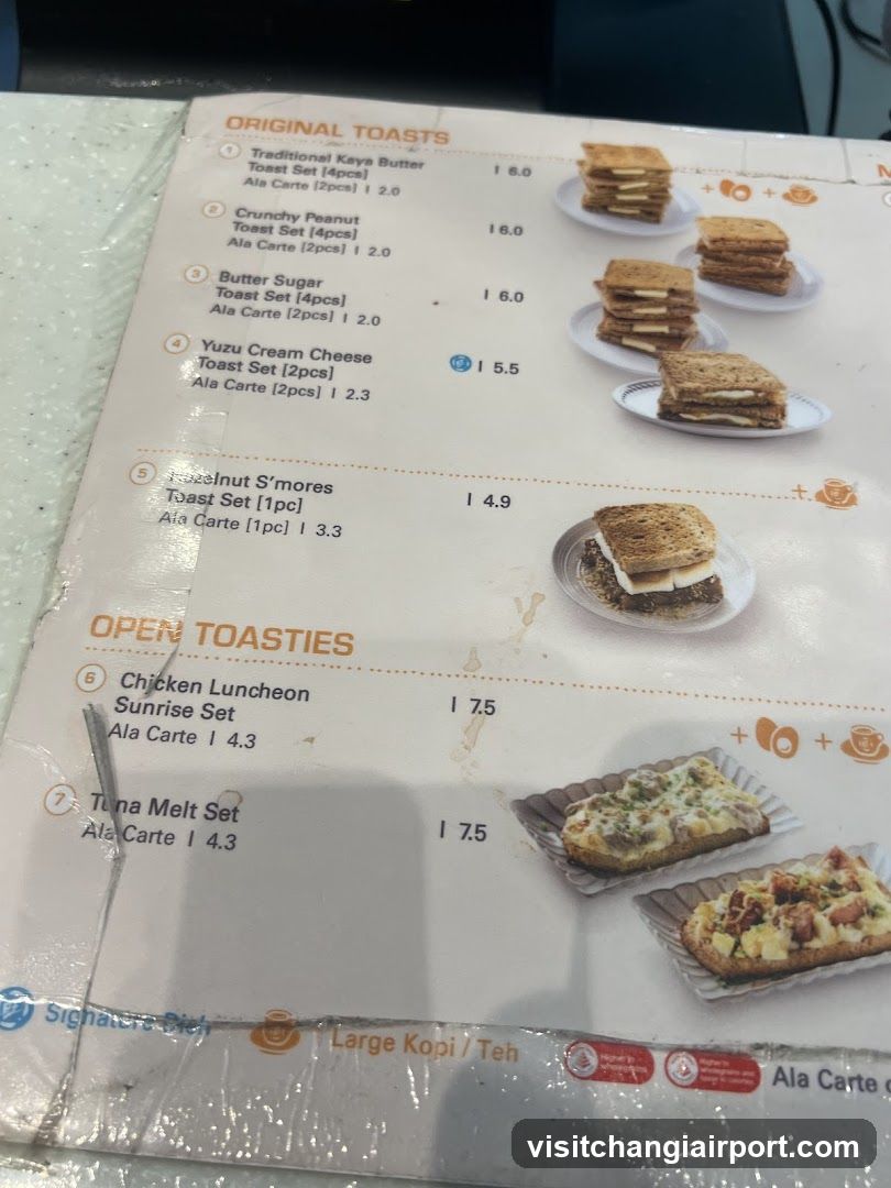 Original Toasts & Open Toasties Menu