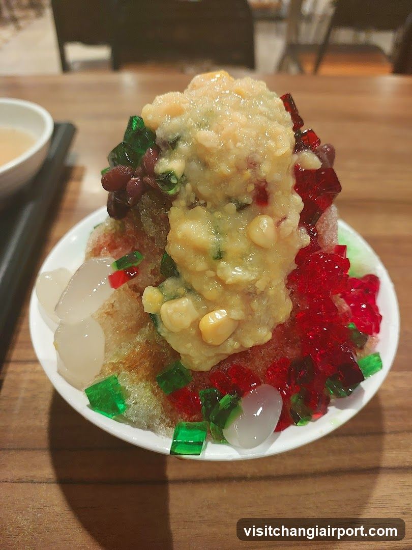 Shaved Ice Dessert with Jellies and Beans