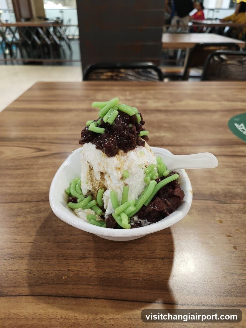 Dessert Bowl with Green Vermicelli and Red Bean Paste