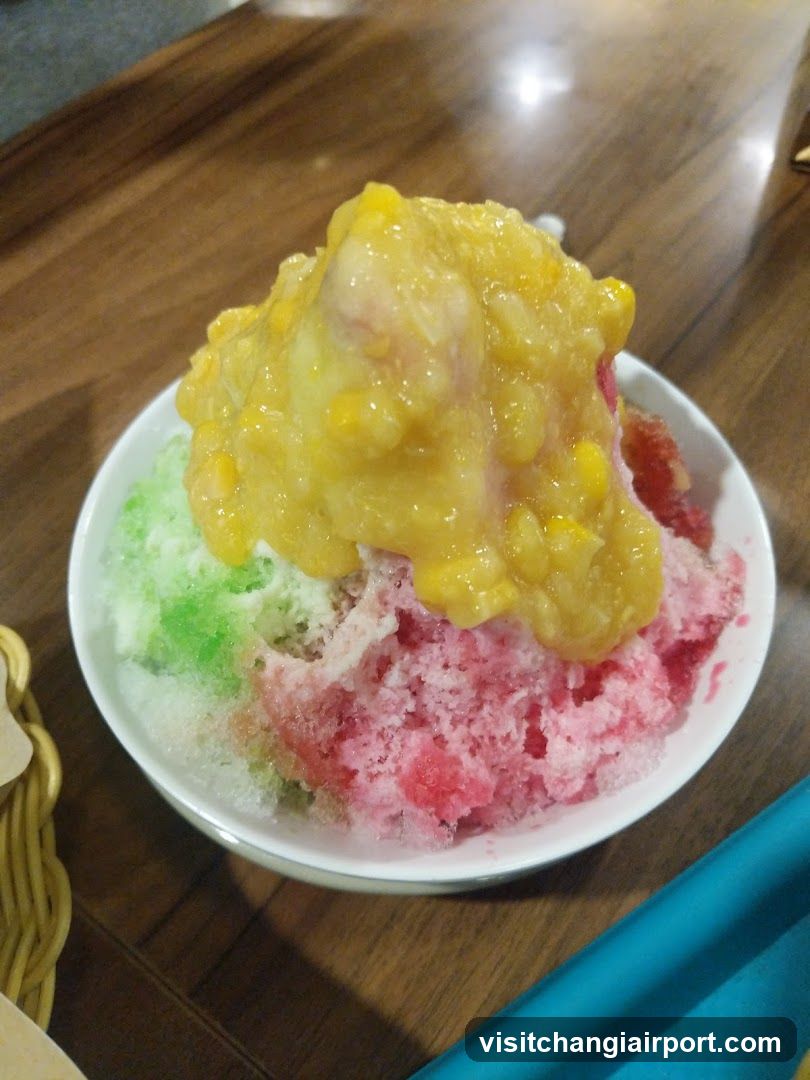 Colored Shaved Ice with Corn Syrup