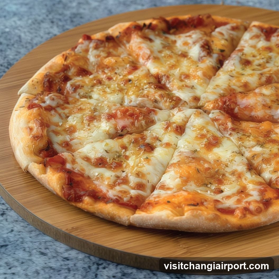 Cheese Pizza on Wooden Board