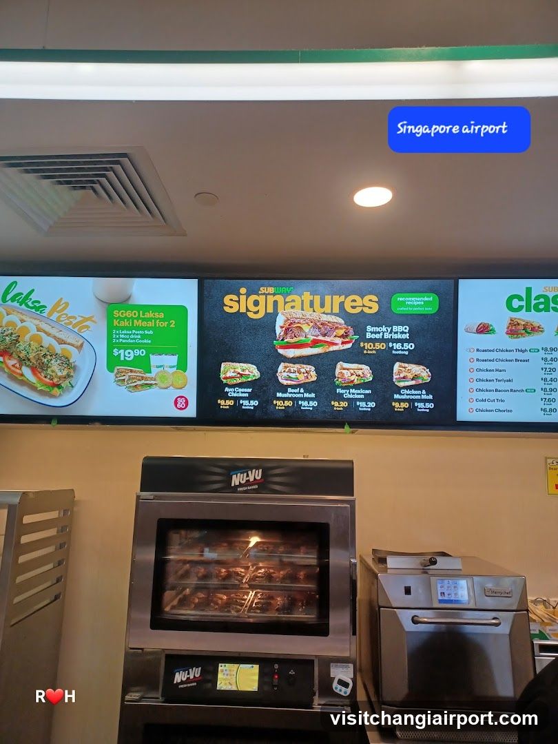 Subway Menu Display at Singapore Airport