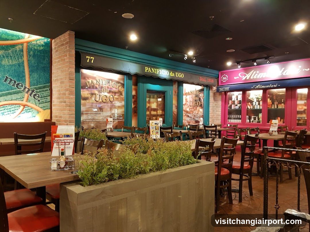 Interior of a bakery and restaurant