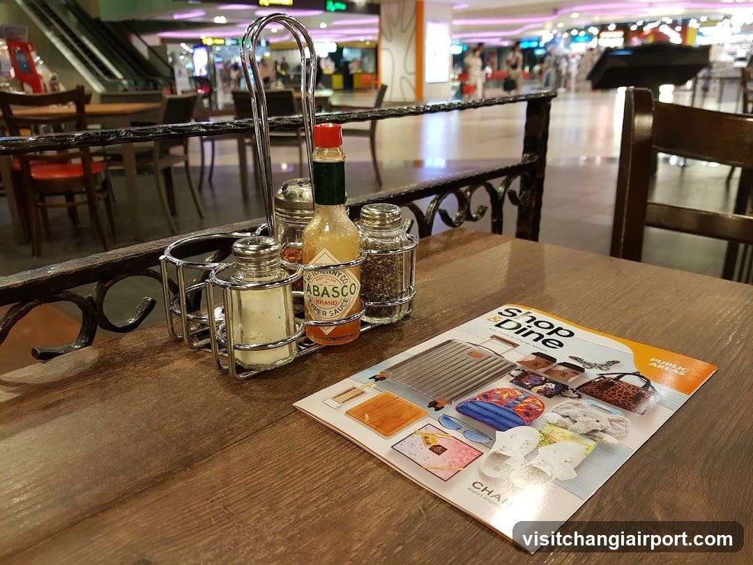 Dining Area with Condiments and Catalog