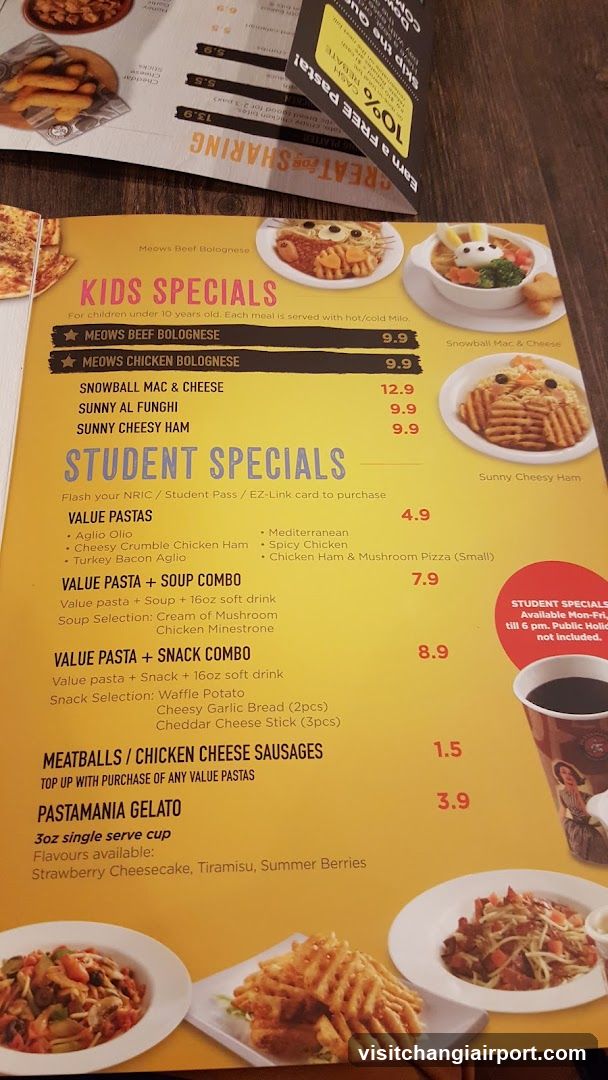 Kids and Student Specials Menu