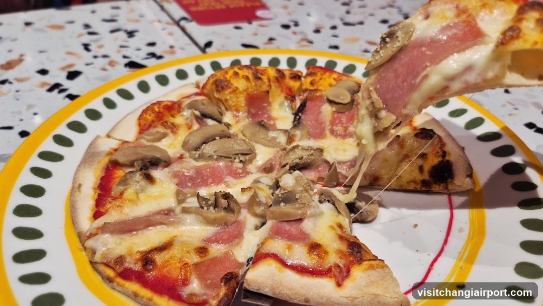 Pizza with Ham and Mushrooms