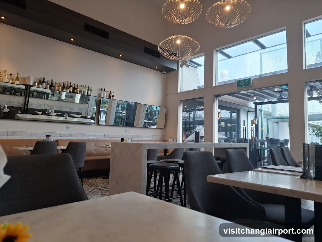 Restaurant Interior with Bar and Seating Area