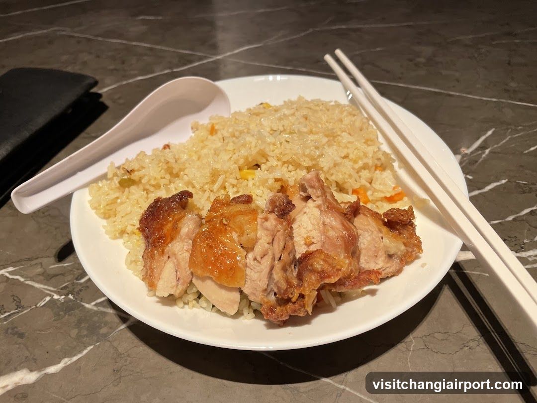 Chicken Fried Rice with Chopsticks and Spoon
