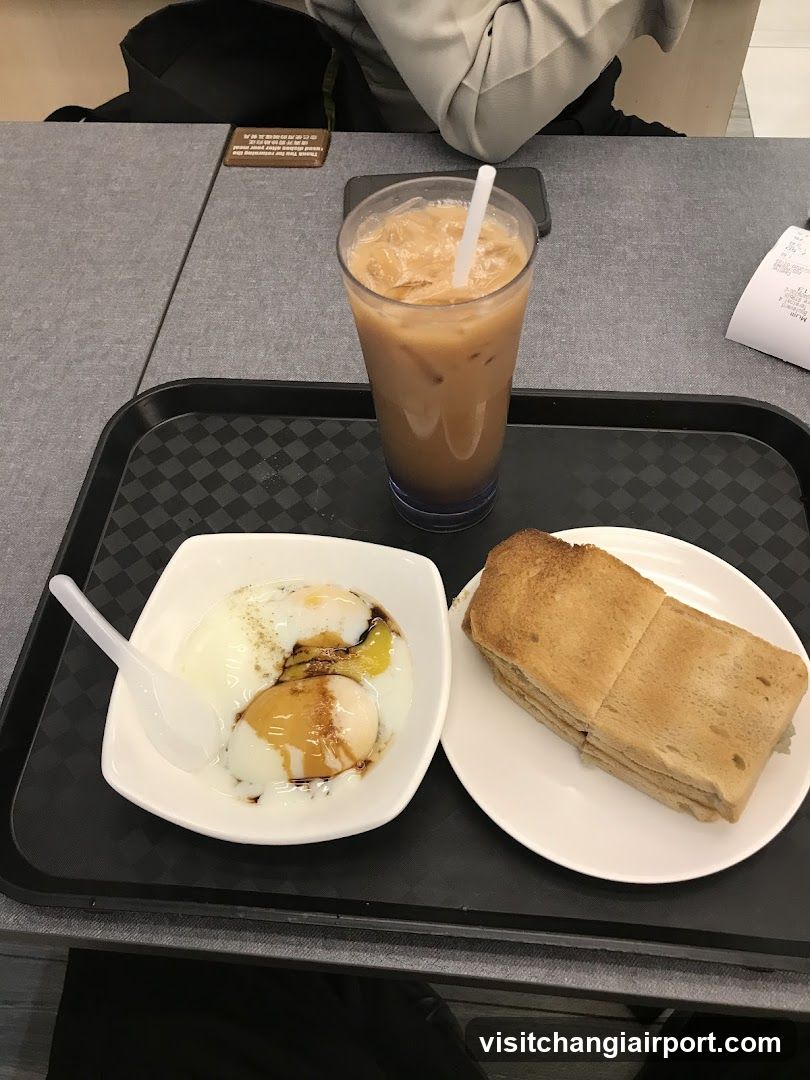 Breakfast Tray with Toast and Iced Coffee