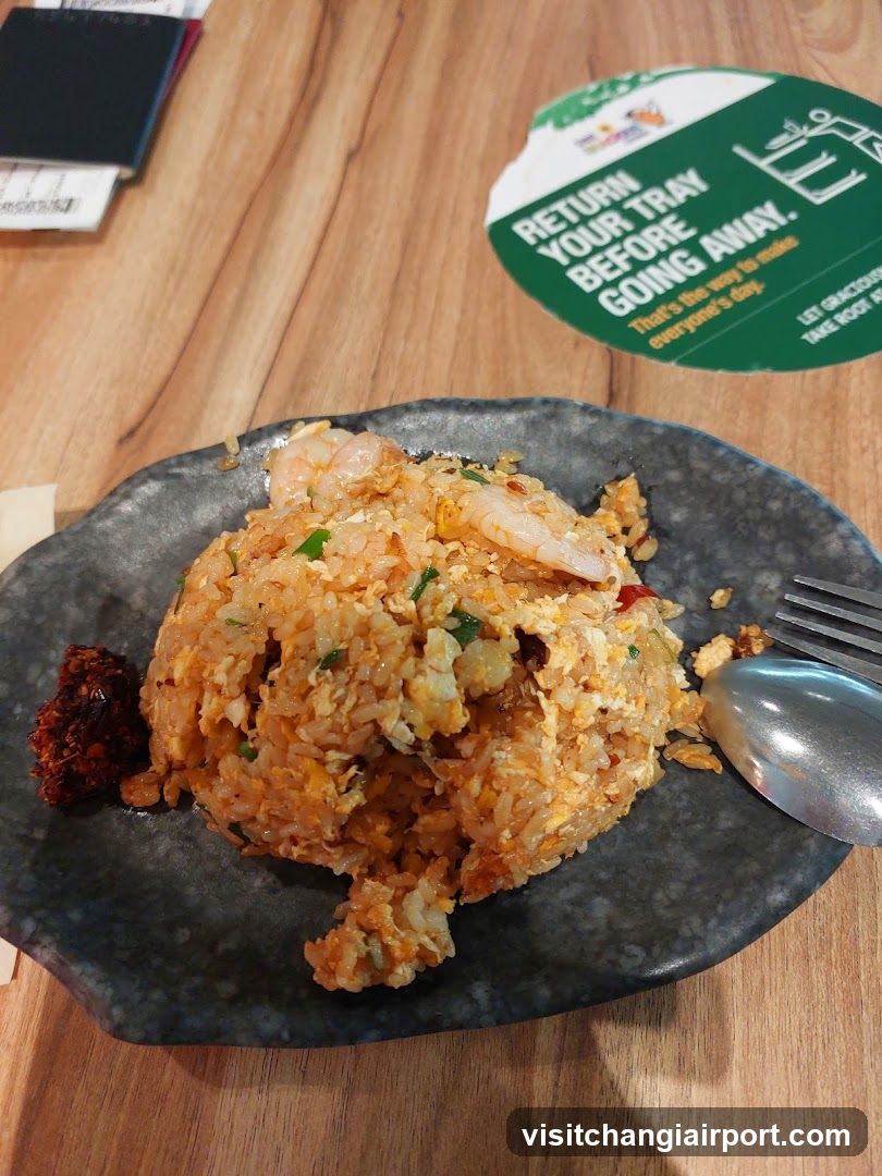 Fried Rice Dish on Wooden Table