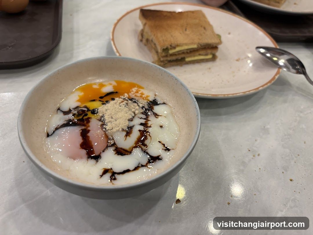 Breakfast Meal with Toast and Egg Dish