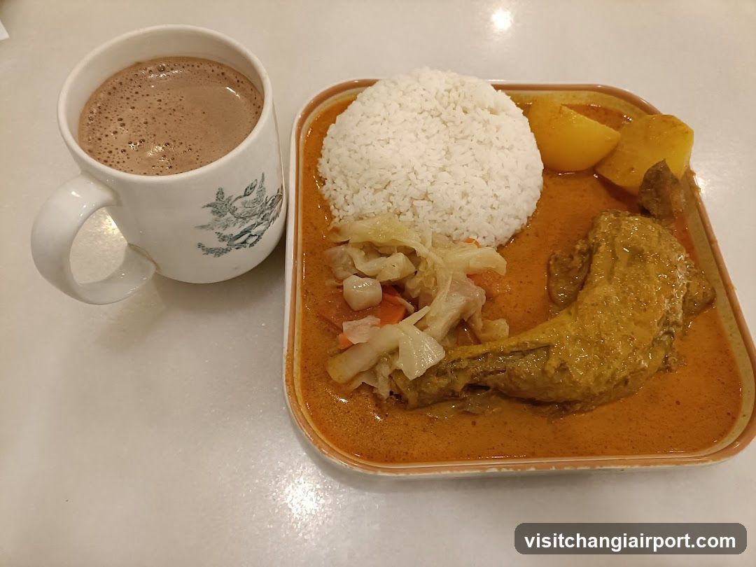 Curry Rice Meal with Coffee