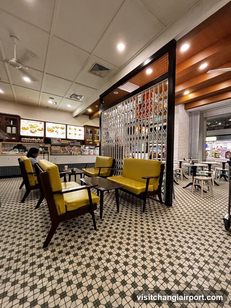 Cafe Interior with Yellow Seating