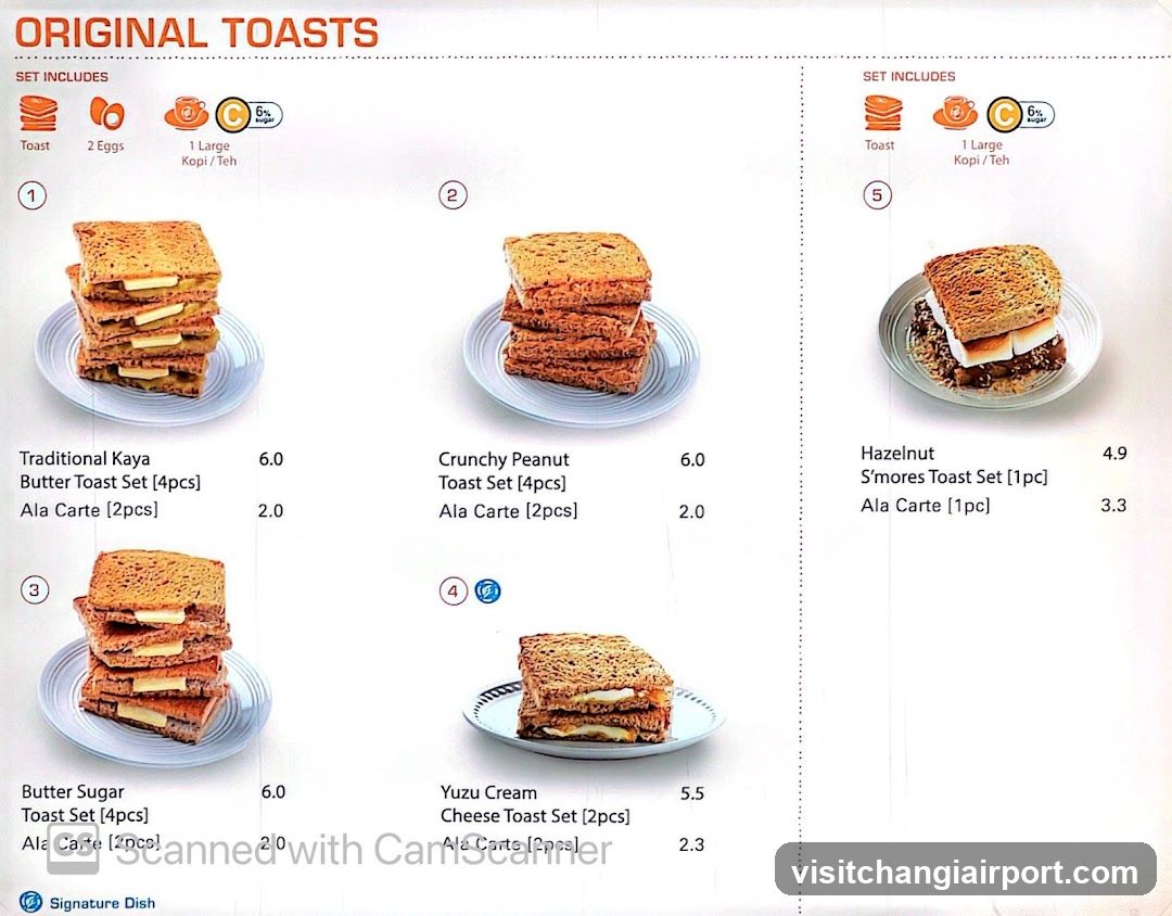Original Toasts Menu