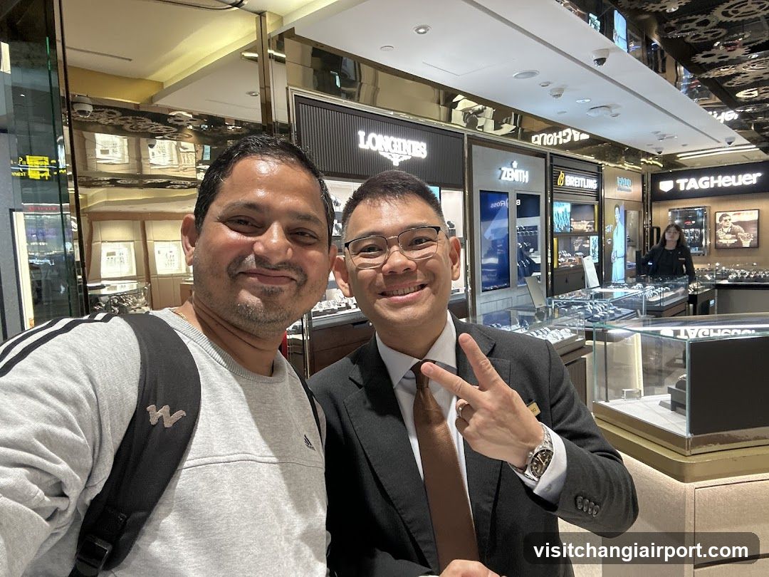 Two men in a luxury watch store