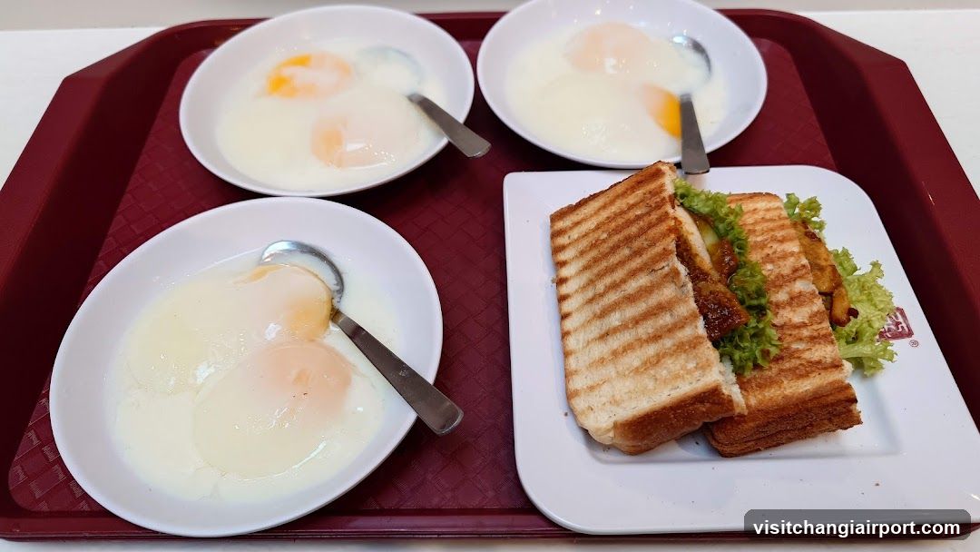 Breakfast Tray with Eggs and Toast Sandwich
