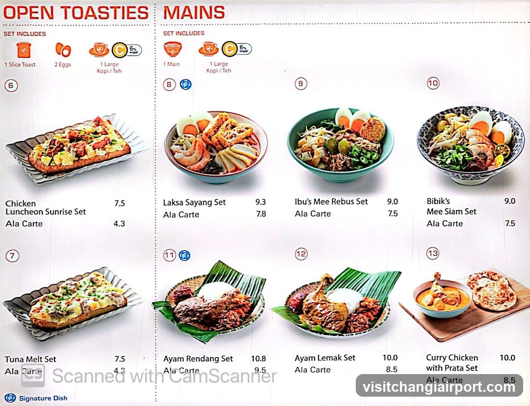 Restaurant Menu - Open Toasties & Mains