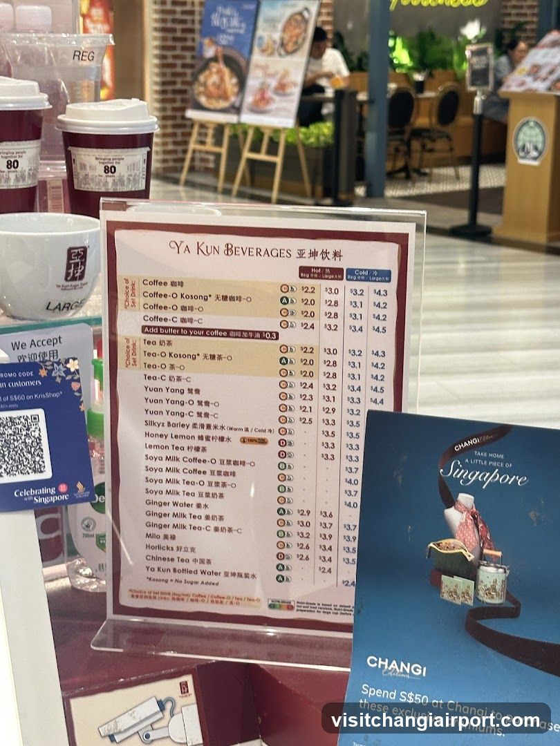 Ya Kun Beverages Menu