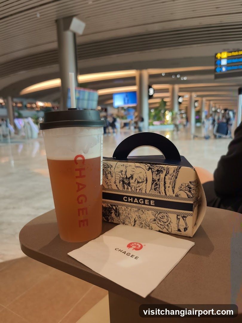 Chagee Drink and Box at Airport Terminal