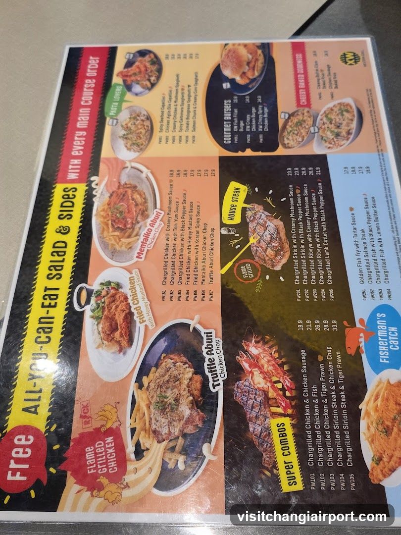 Restaurant Menu with All-You-Can-Eat Salad & Sides Offer