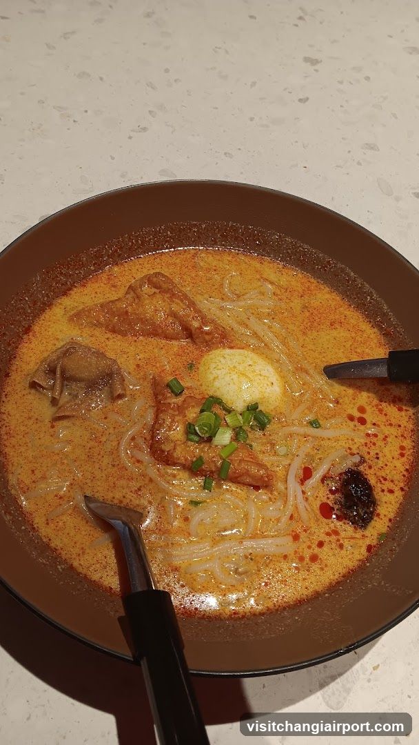 Bowl of Spicy Noodle Soup with Halal Chicken