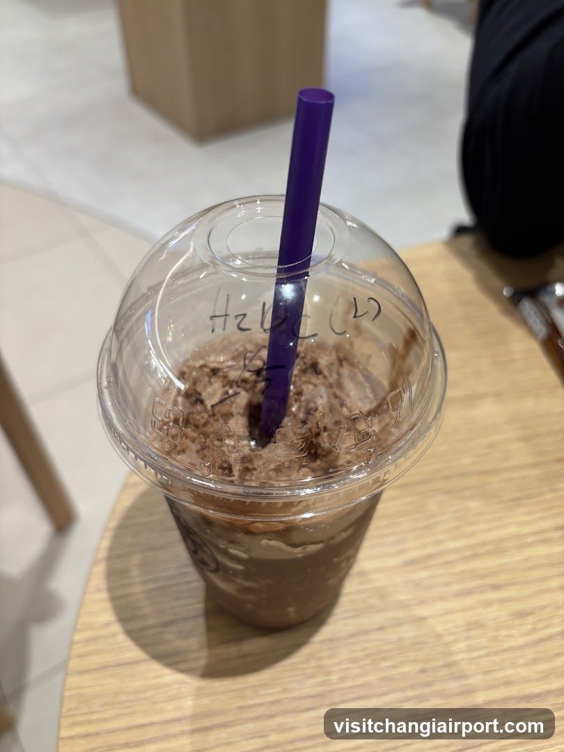 Iced Chocolate Drink with Purple Straw