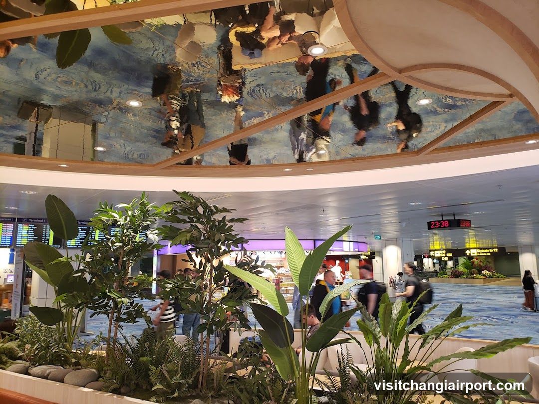 Airport Terminal Interior with Reflections
