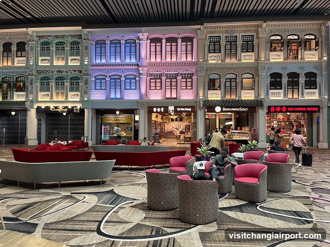 Colorful Shopfronts with Seating Area