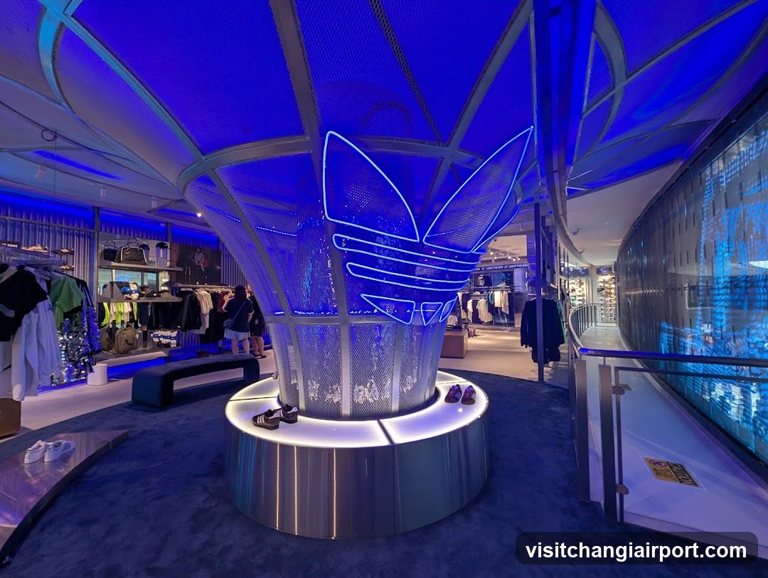 Adidas Store Interior with Neon Logo Display