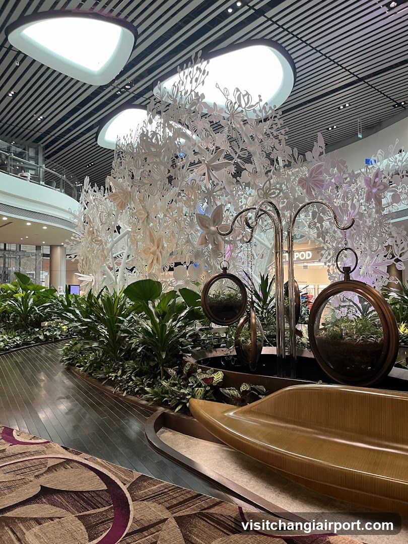 Indoor Garden Display with Hanging Mirrors