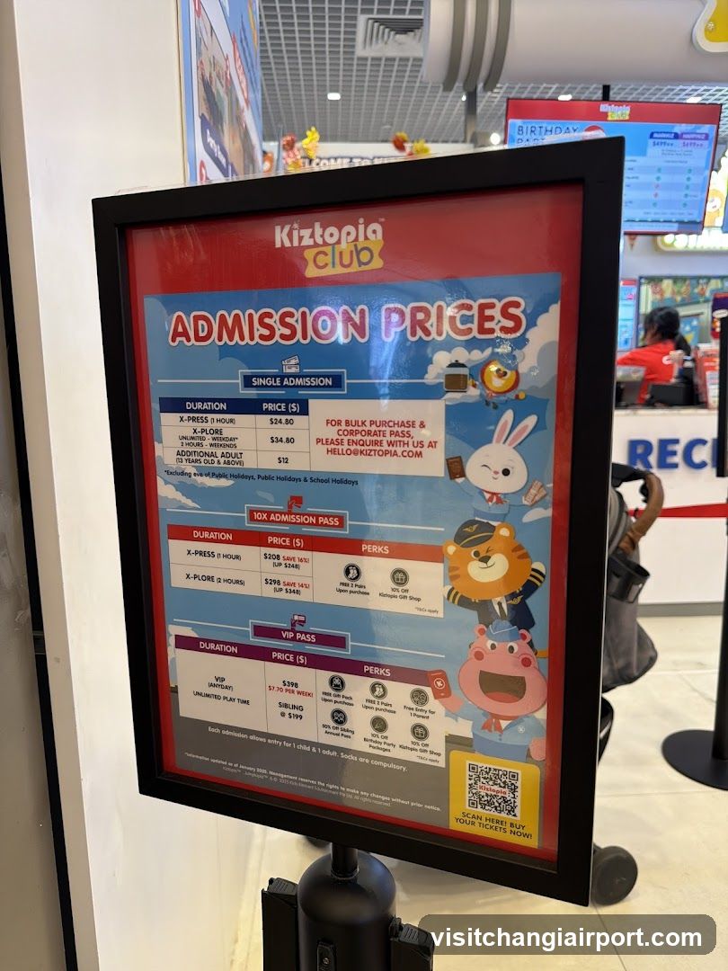 Kiztopia Club Admission Prices Sign