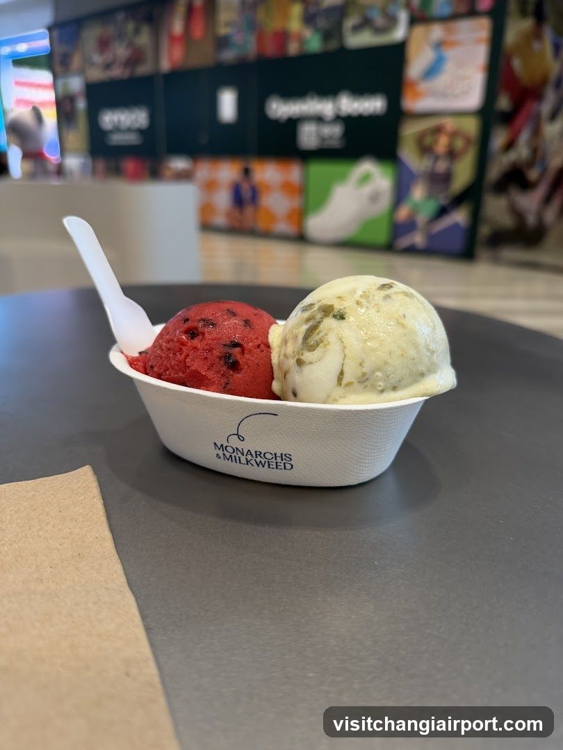 Ice cream bowl with Monarch's & Milkweed branding