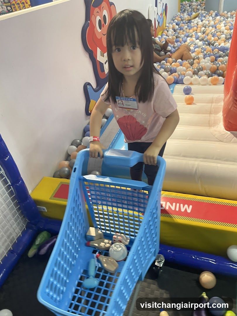 Child with Shopping Cart in Play Area