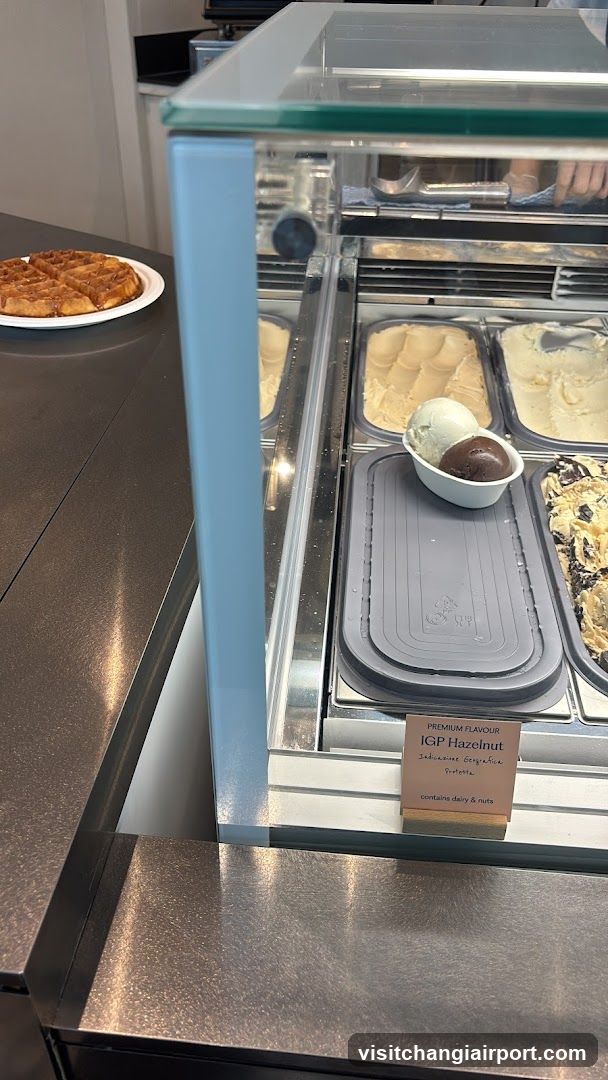 Ice cream and waffle display