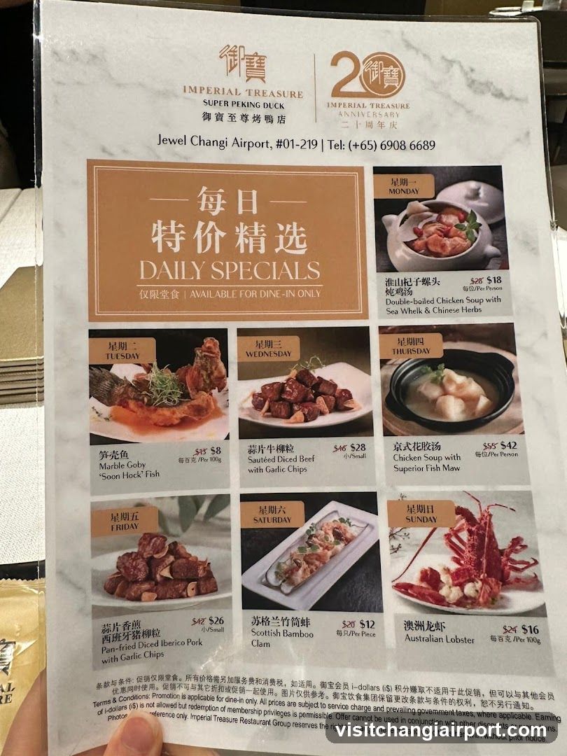 Imperial Treasure Daily Specials Menu
