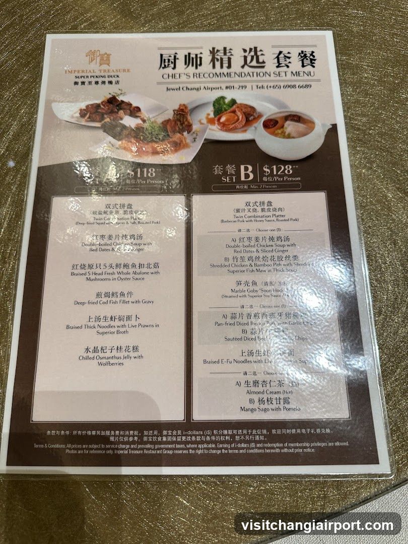 Chef's Recommendation Set Menu - Imperial Treasure Super Plunging Duck Restaurant