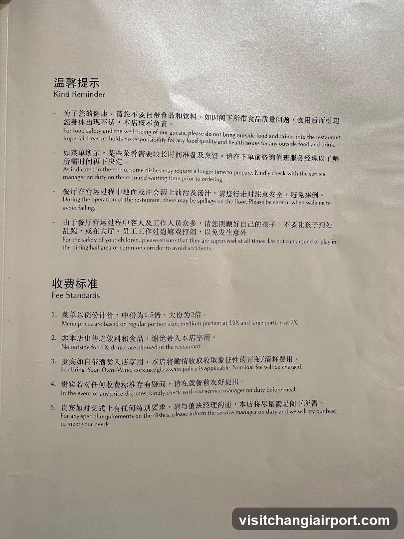 Restaurant Notice and Fee Standards