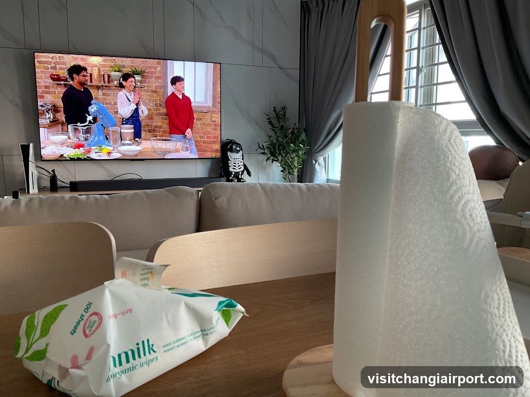 Living Room Scene with TV and Table Items