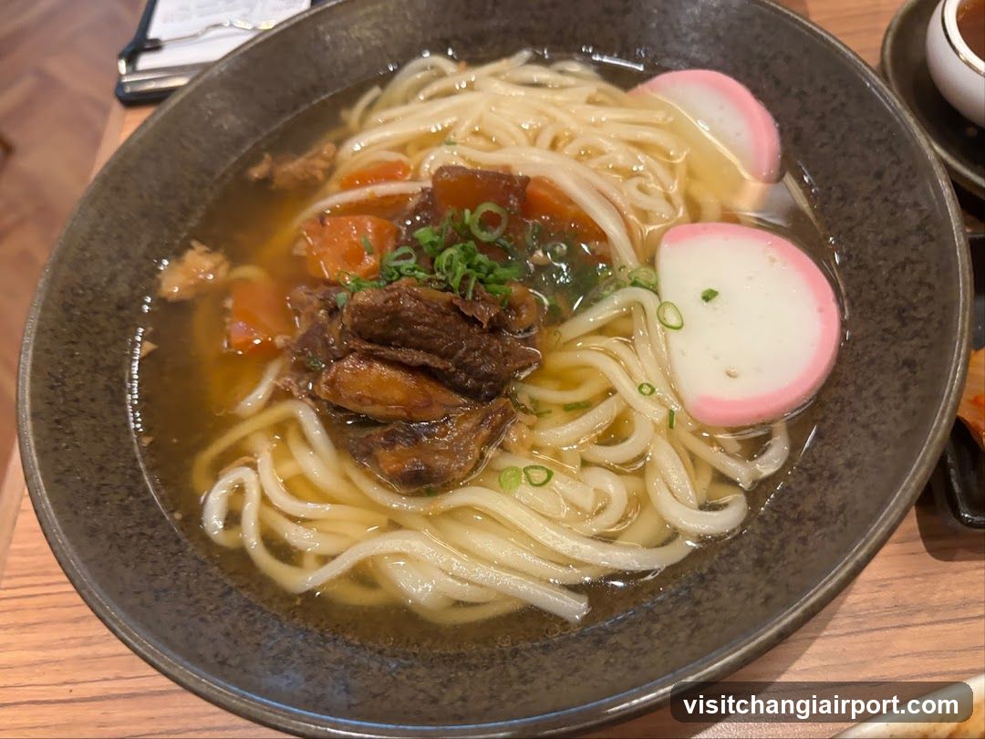Bowl of Noodle Soup with Meat and Fish Cake
