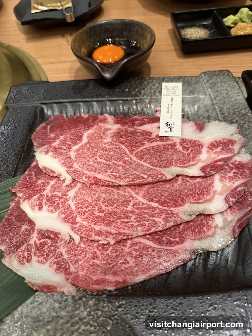 Marbled Beef Slices with Soy Sauce and Egg Yolk