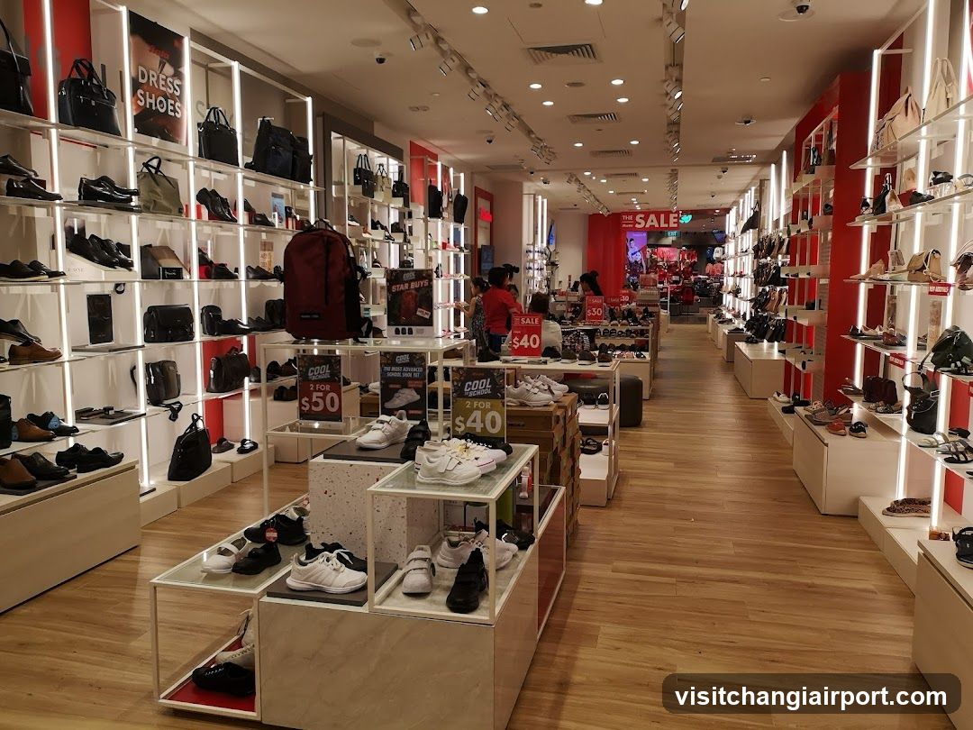 Shoe Store Interior with Sale Signs