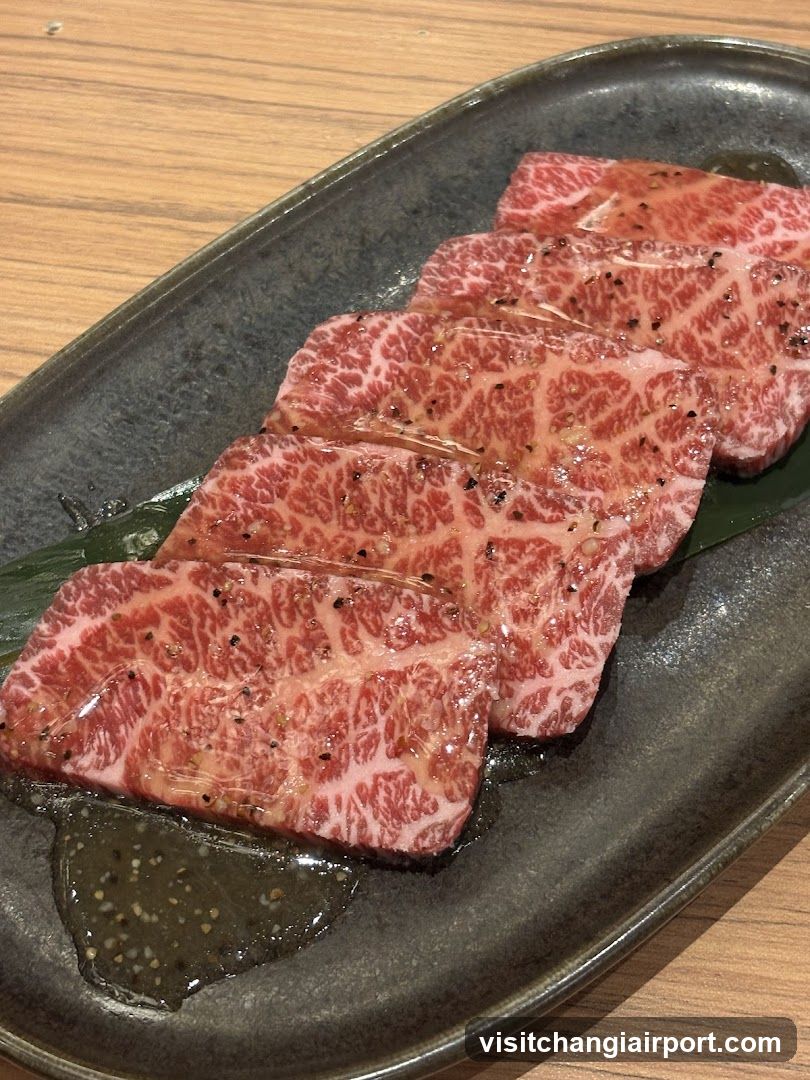 Marbled Beef Slices on a Plate