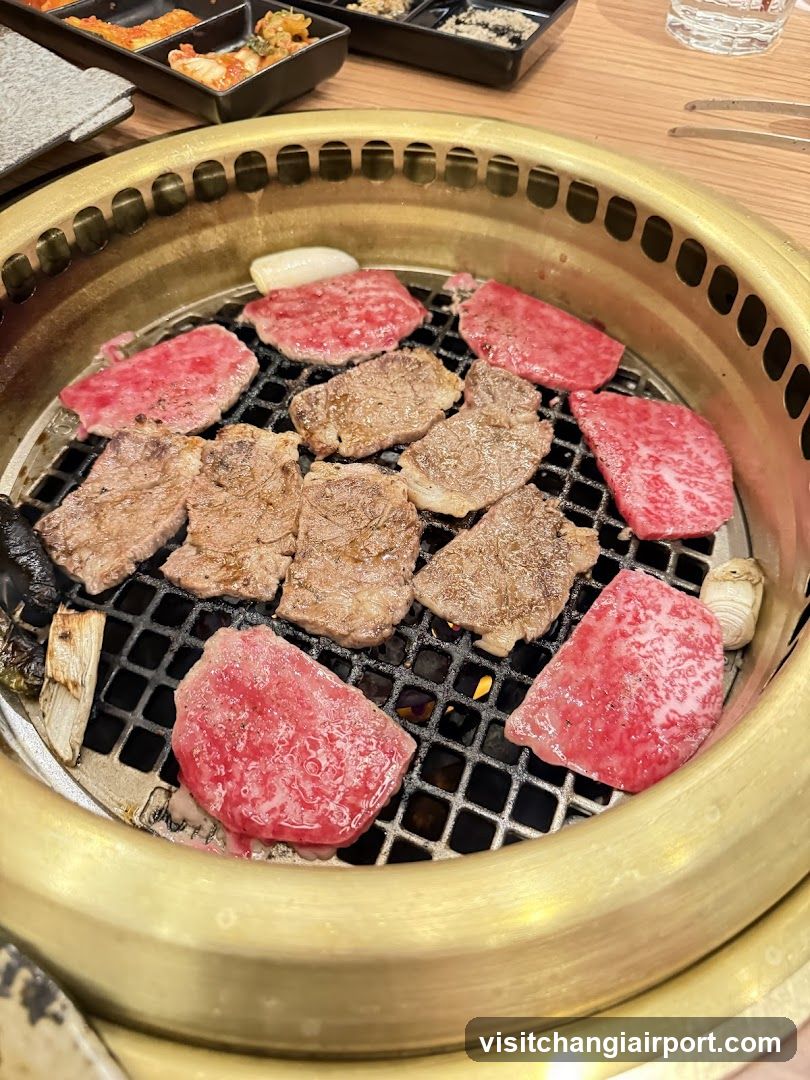 Grilled Meat on Tabletop Grill