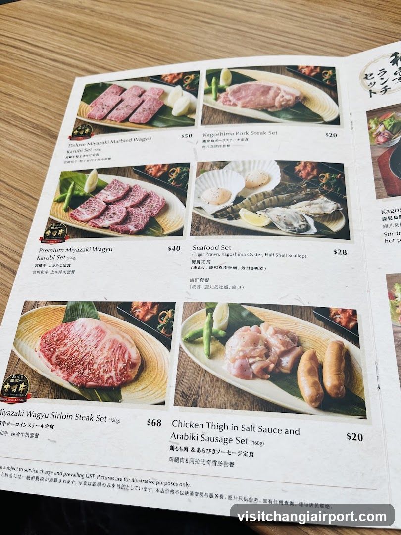Wagyu and Seafood Menu Page